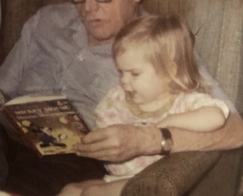 Grampa & Shannon on lap Reading